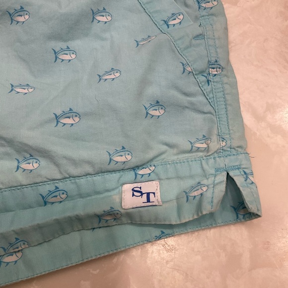 Southern Tide Cotton Shorts (2), sea green, navy plaid, drawstrings pockets Sz S - Picture 10 of 16